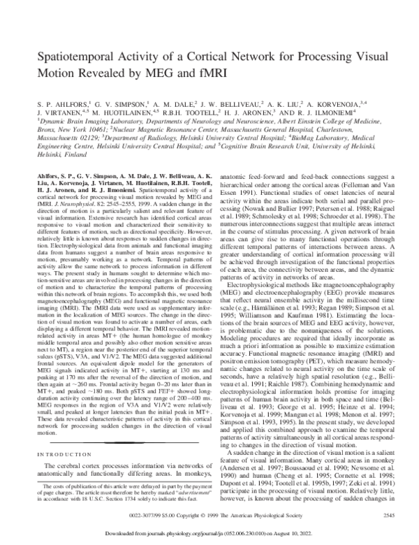 (PDF) Spatiotemporal Activity of a Cortical Network for Processing ...