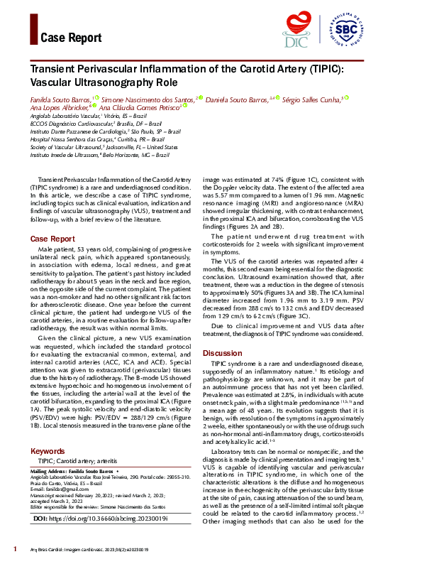 (PDF) Transient Perivascular Inflammation of the Carotid Artery (TIPIC ...