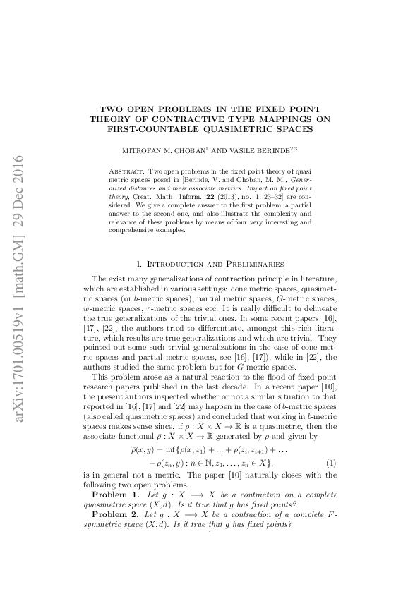 (PDF) Two open problems in the fixed point theory of contractive type ...