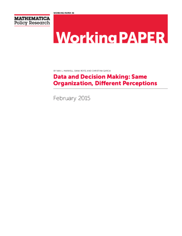 (PDF) Data and Decision Making: Same Organization, Different Perceptions