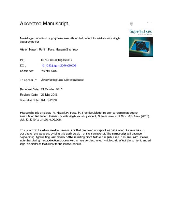 (PDF) Modeling comparison of graphene nanoribbon field effect ...
