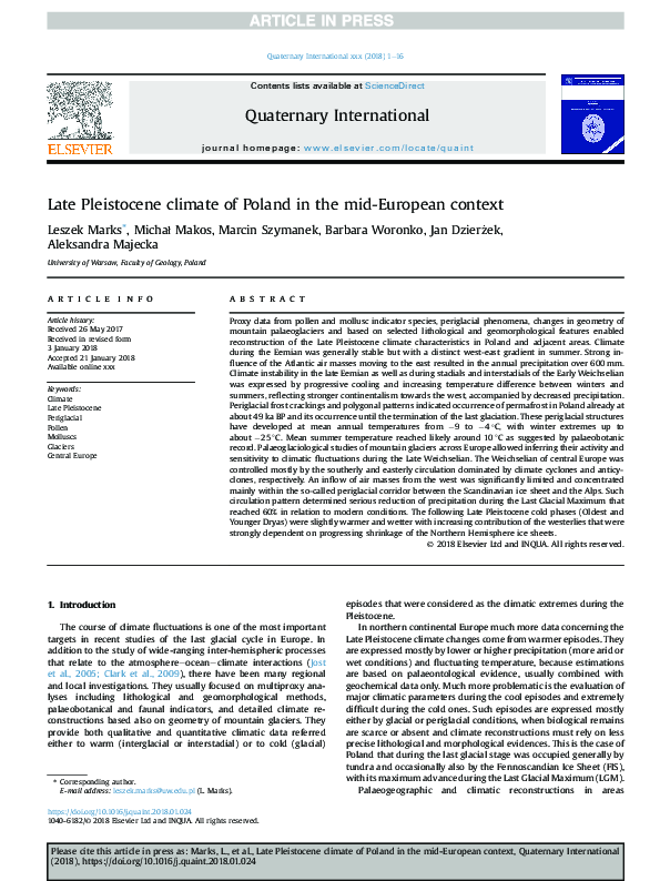 (PDF) Late Pleistocene climate of Poland in the mid-European context