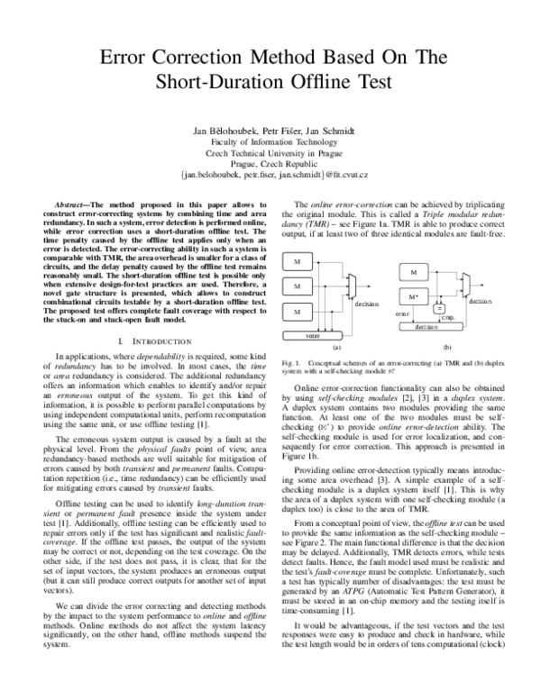 (PDF) Error Correction Method Based on the Short-Duration Offline Test