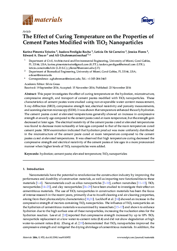 (PDF) The Effect of Curing Temperature on the Properties of Cement ...
