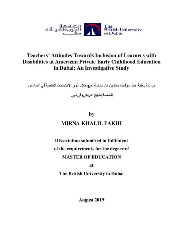 (PDF) Teachers’ Attitudes Towards Inclusion of Learners with ...