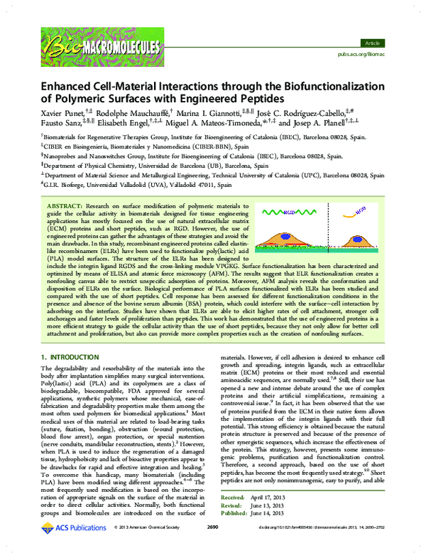 (PDF) Enhanced Cell-Material Interactions through the ...