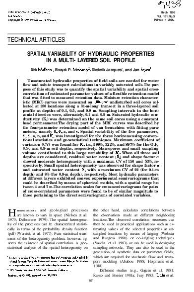 (PDF) Spatial Variability of Hydraulic Properties in a Multi-Layered ...