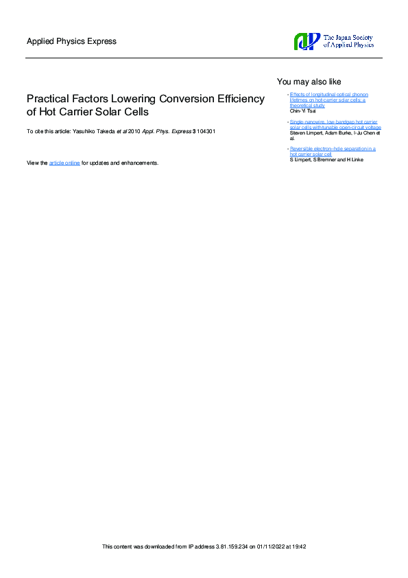 (PDF) Practical Factors Lowering Conversion Efficiency of Hot Carrier ...