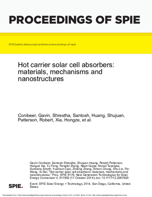 (PDF) Hot carrier solar cell absorbers: materials, mechanisms and ...