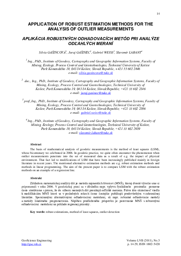 (PDF) Application of Robust Estimation Methods for the Analysis of ...