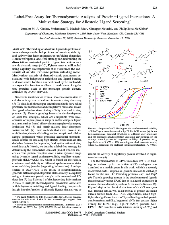 (PDF) Label-Free Assay for Thermodynamic Analysis of Protein−Ligand ...