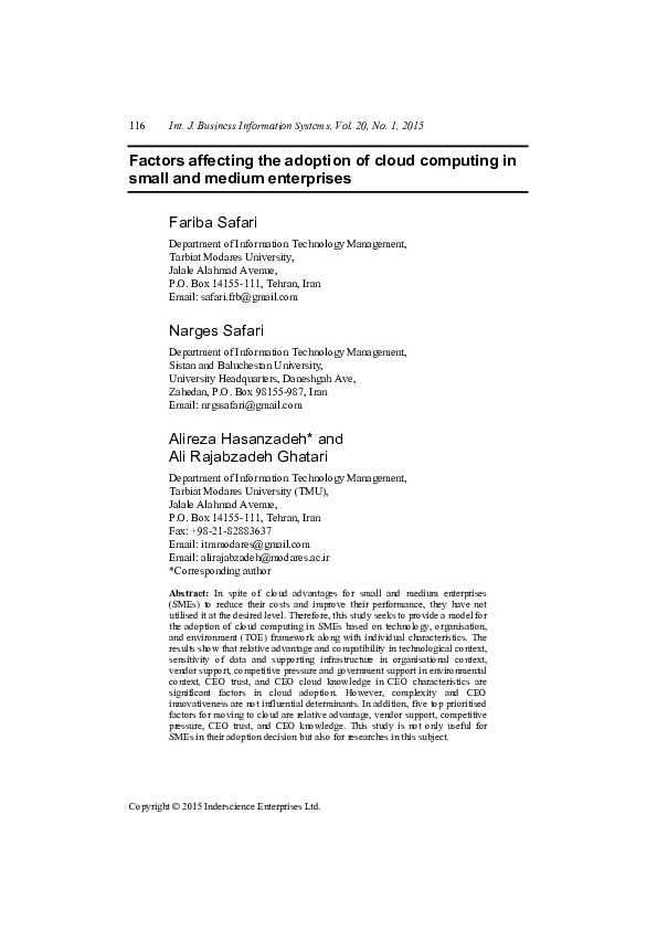 (PDF) Factors affecting the adoption of cloud computing in a South ...