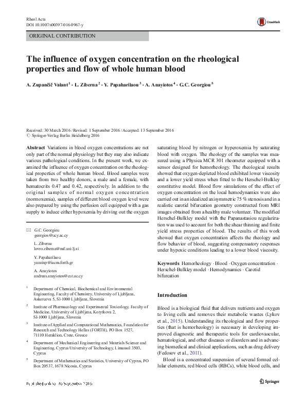 (PDF) The influence of oxygen concentration on the rheological ...