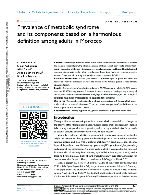 (PDF) Prevalence of metabolic syndrome and its components based on a ...