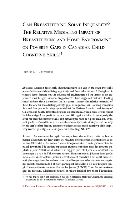 (PDF) Can Breastfeeding Solve Inequality? The Relative Moderating ...