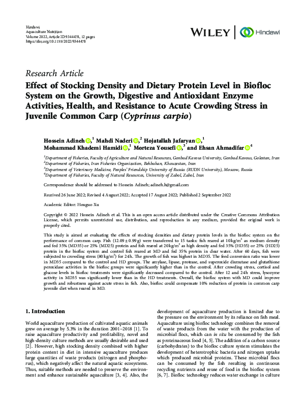 (PDF) Effect of Stocking Density and Dietary Protein Level in Biofloc ...