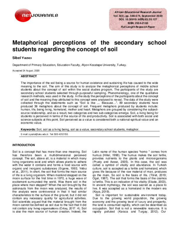 (PDF) Metaphorical perceptions of the secondary school students ...