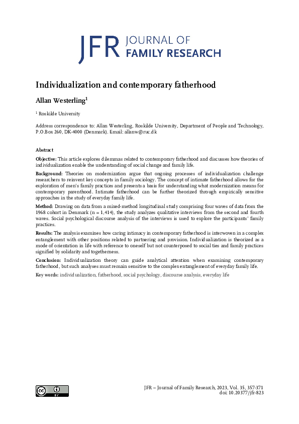 (PDF) Individualization and contemporary fatherhood