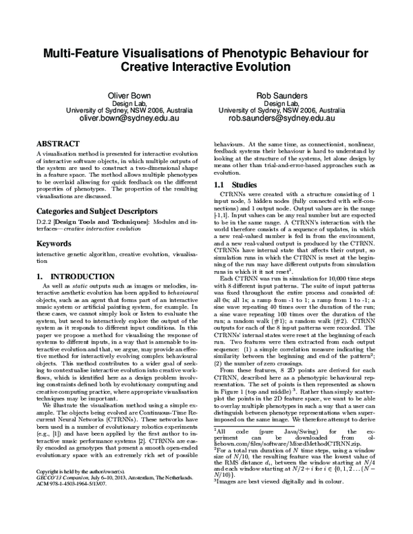 (PDF) Multi-feature visualisations of phenotypic behaviour for creative ...