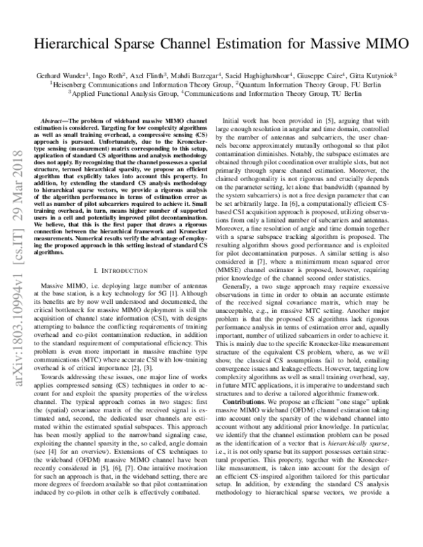 (PDF) Hierarchical Sparse Channel Estimation for Massive MIMO
