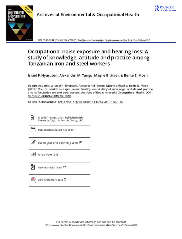 (PDF) Occupational noise exposure and hearing loss: A study of ...