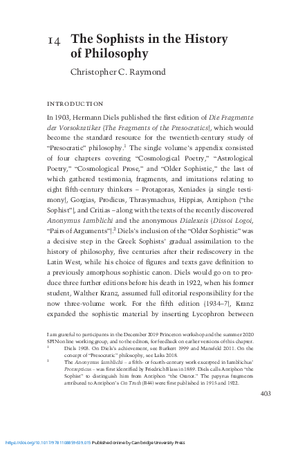 (PDF) The Sophists in the History of Philosophy