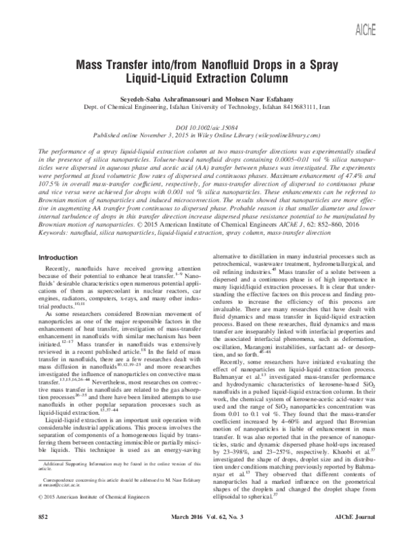 (PDF) Mass transfer into/from nanofluid drops in a spray liquid-liquid ...