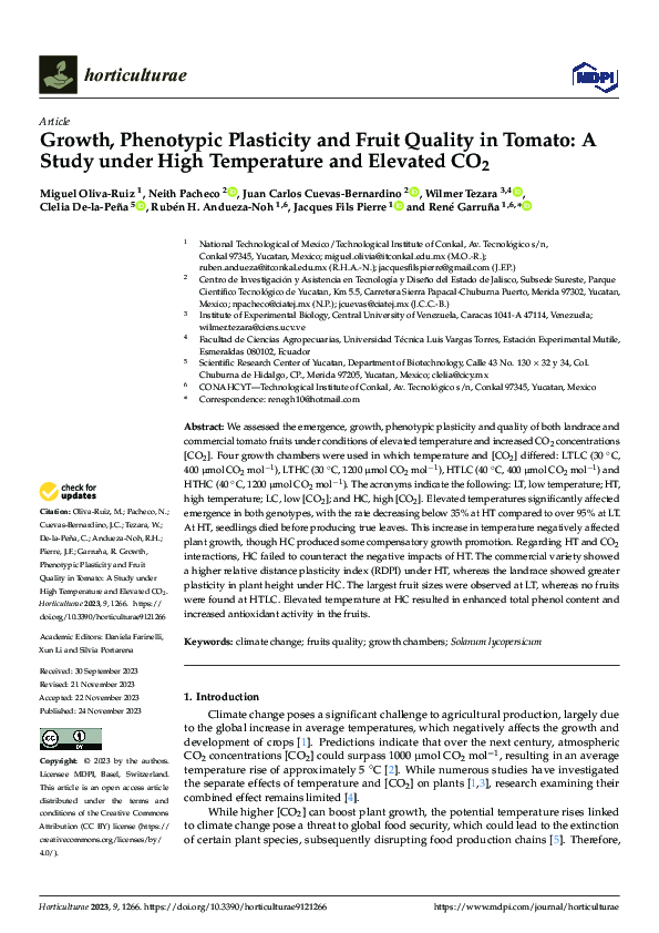 (PDF) Growth, Phenotypic Plasticity and Fruit Quality in Tomato: A ...
