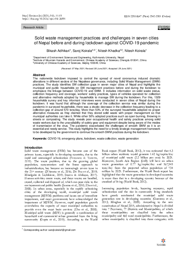 (PDF) Solid Waste Management Practices and Challenges in Seven Cities ...