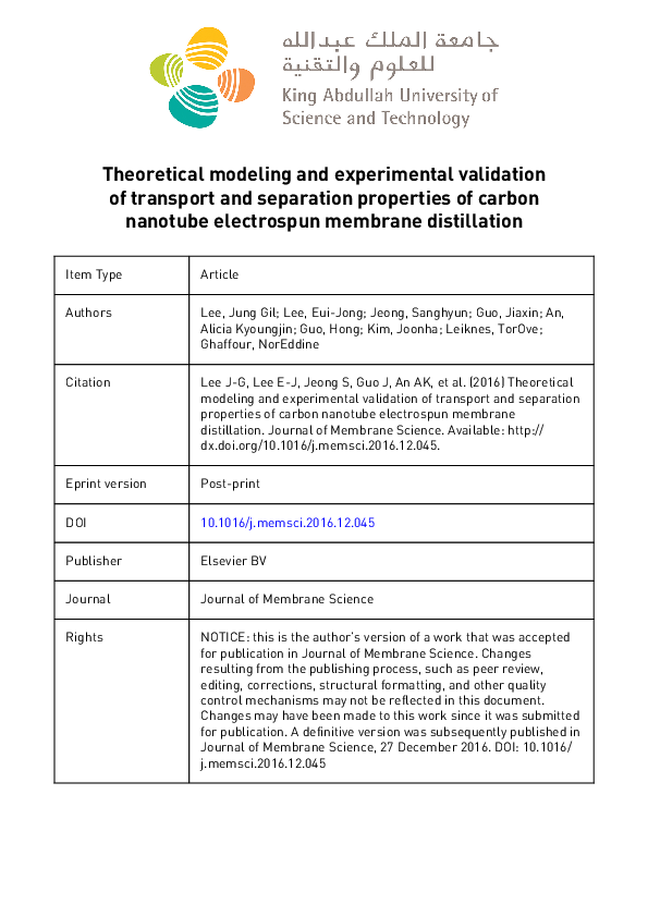 (PDF) Theoretical modeling and experimental validation of transport and ...