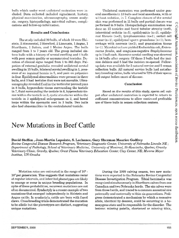 (PDF) New Mutations in Beef Cattle