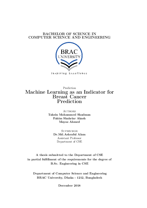 (PDF) Machine learning as an indicator for breast cancer prediction
