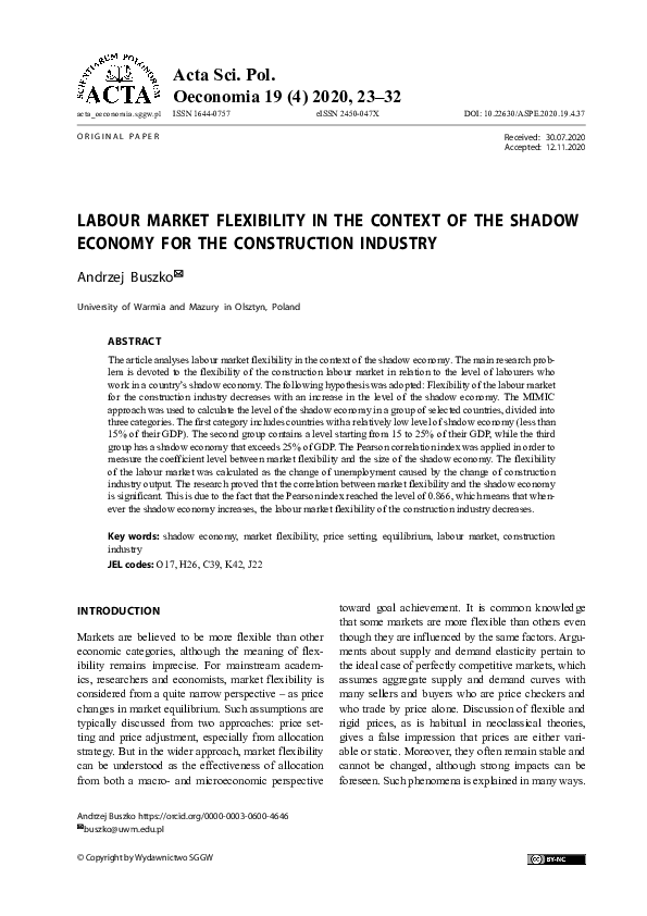 (PDF) Labour Market Flexibility in the Context of the Shadow Economy ...