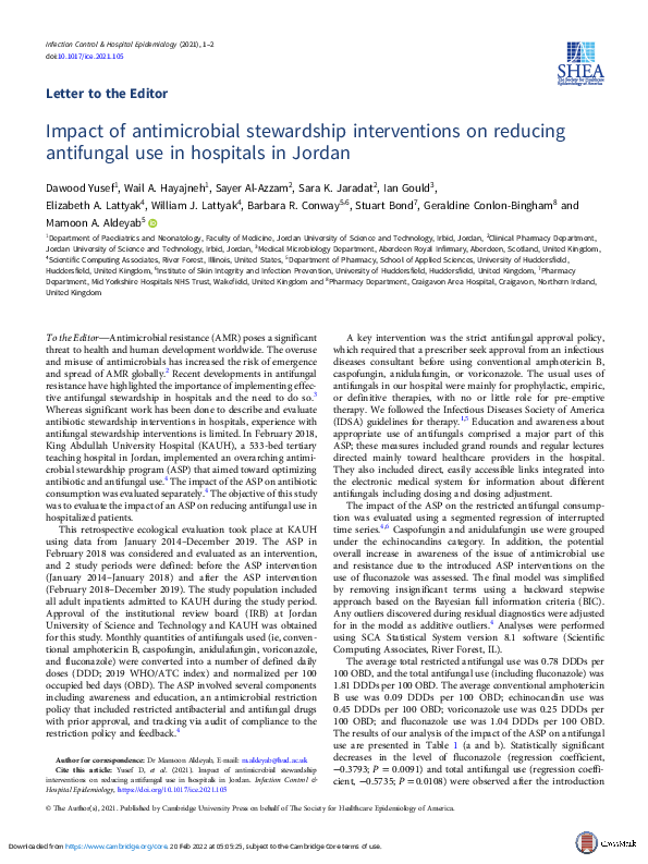 (PDF) Impact of antimicrobial stewardship interventions on reducing ...