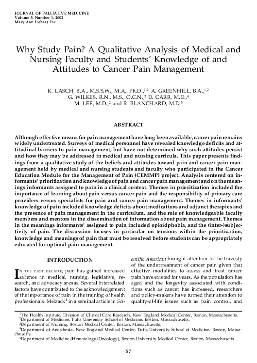 (PDF) Why Study Pain? A Qualitative Analysis of Medical and Nursing ...