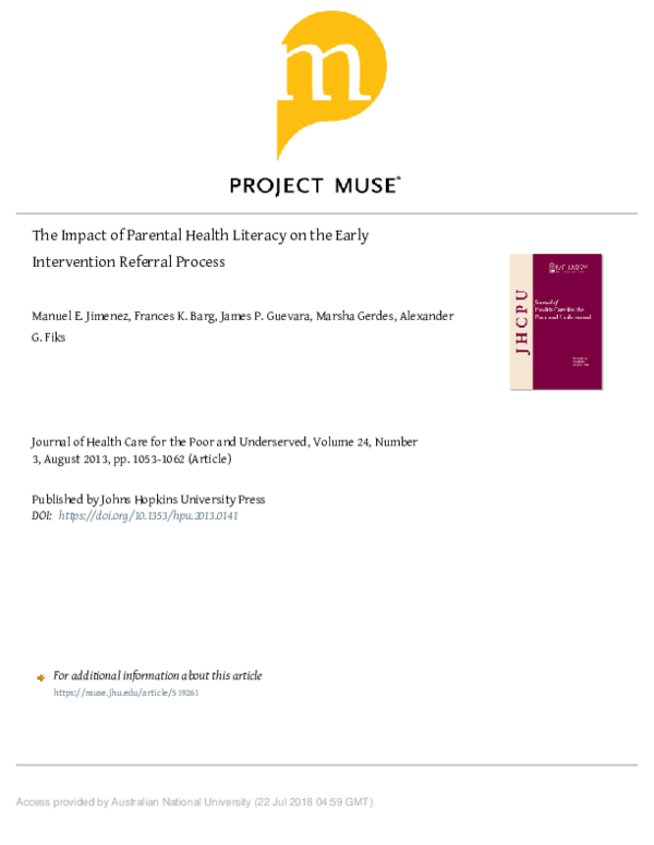 (PDF) The Impact of Parental Health Literacy on the Early Intervention ...