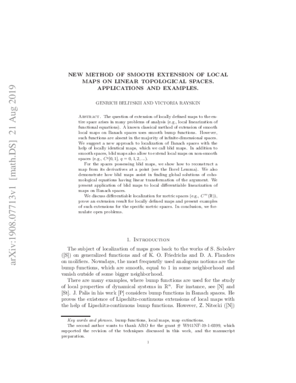 (PDF) New Method of Smooth Extension of Local Maps on Linear ...