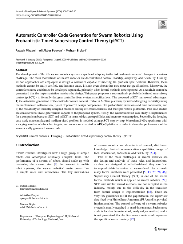 (PDF) Automatic Controller Code Generation for Swarm Robotics Using ...
