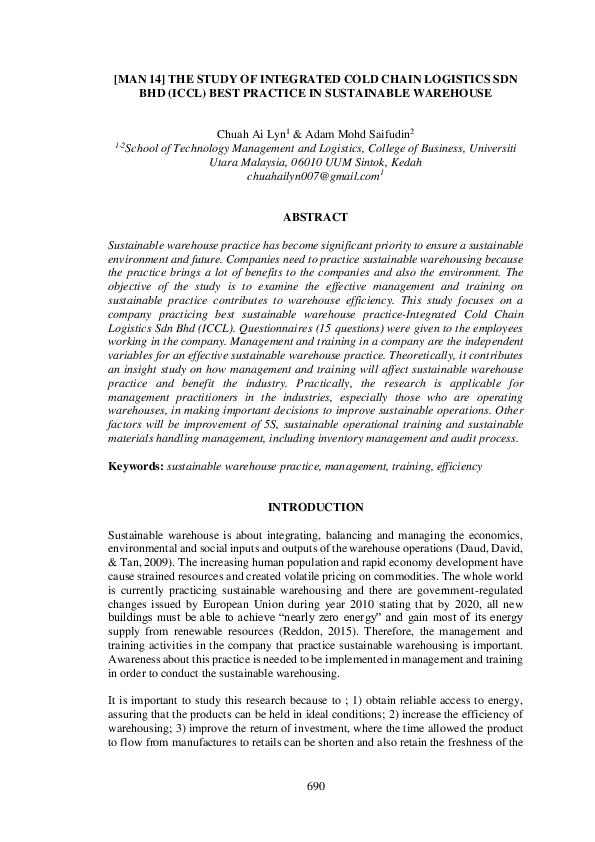 (PDF) The study of Integrated Cold Chain Logistics Sdn Bhd (ICCL) best ...