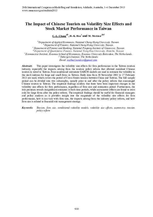 (PDF) The impact of Chinese tourists on volatility size effects and ...