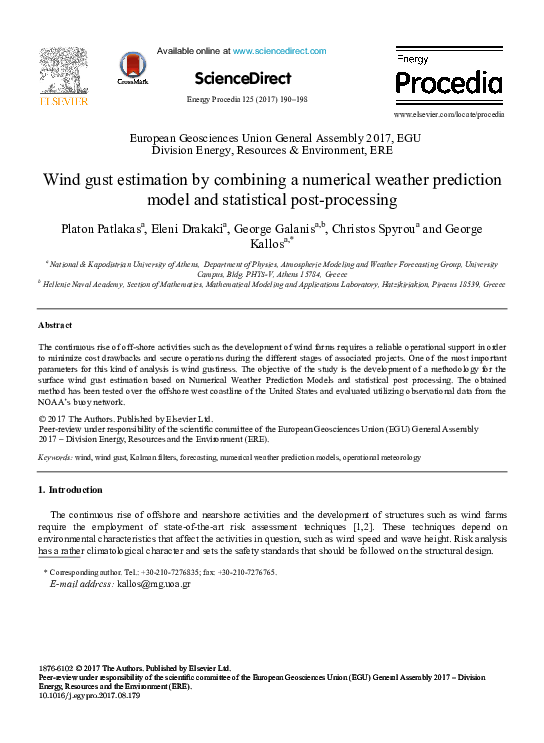 (PDF) Wind gust estimation by combining a numerical weather prediction ...