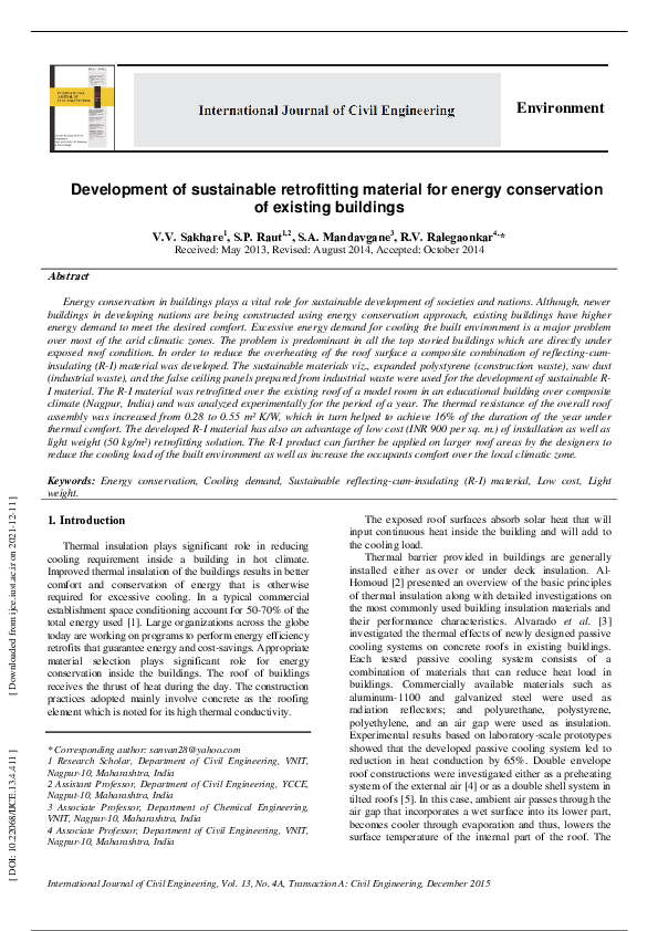 (PDF) Development of sustainable retrofitting material for energy ...