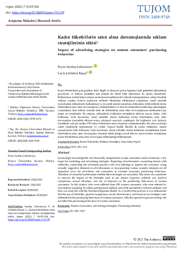 (PDF) Kadın tüketicilerin satın alma davranışlarında reklam ...