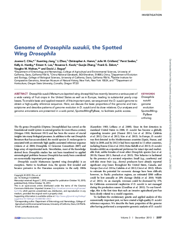 (PDF) Genome of Drosophila suzukii, the spotted wing drosophila