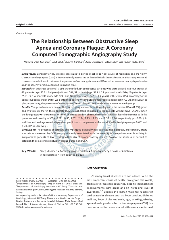 (PDF) The Relationship Between Obstructive Sleep Apnea and Coronary ...