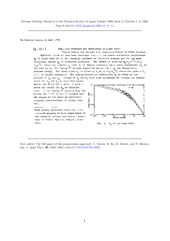(PDF) [2p-D-1] Empirical formulas for reflection of light ions