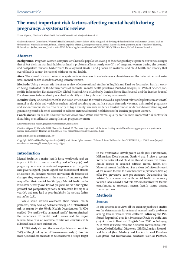 (PDF) The most important risk factors affecting mental health during ...