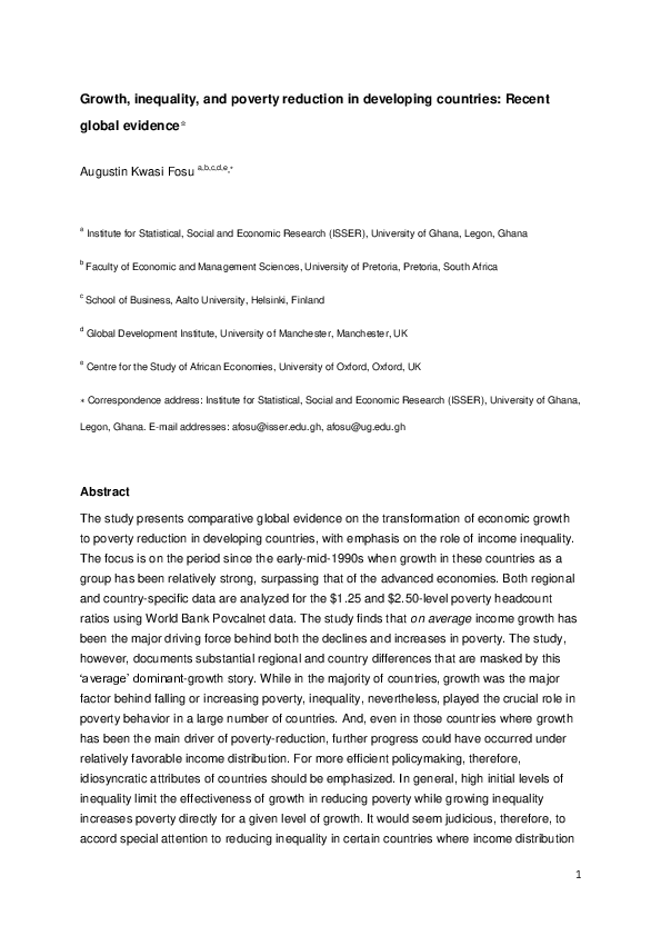 (PDF) Growth, inequality, and poverty reduction in developing countries ...