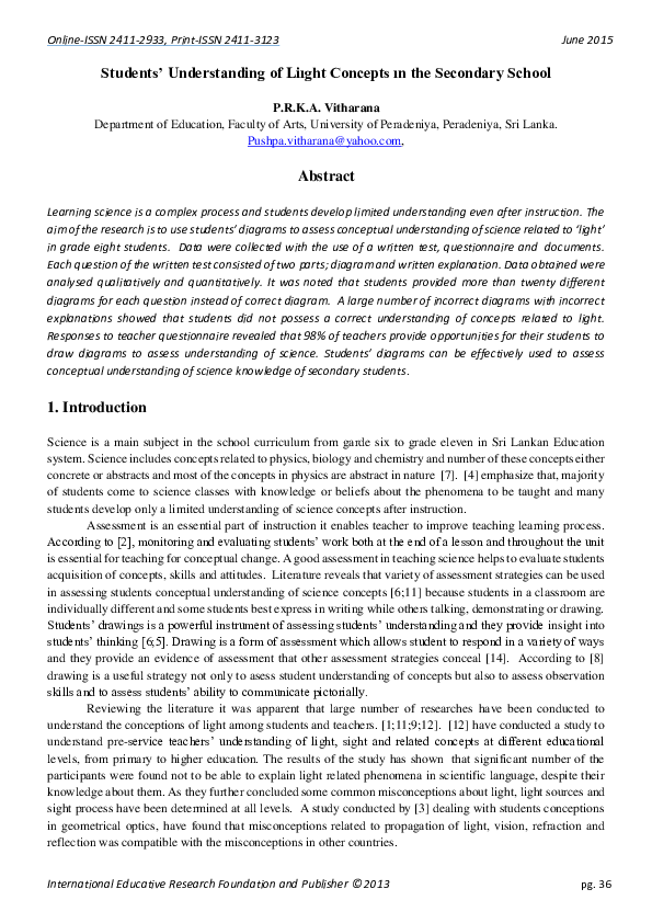 (PDF) Students' Understanding of Liıght Concepts ın the Secondary School