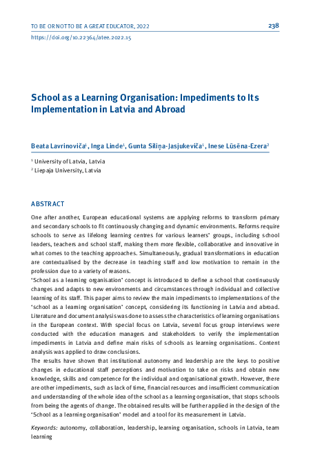 (PDF) School as a Learning Organisation: Impediments to Its ...